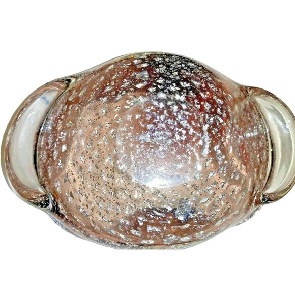 MCM Murano Gold Leaf & Bullicante Amethyst Aventurine Ashtray Folded Bowl - Picture 13 of 16